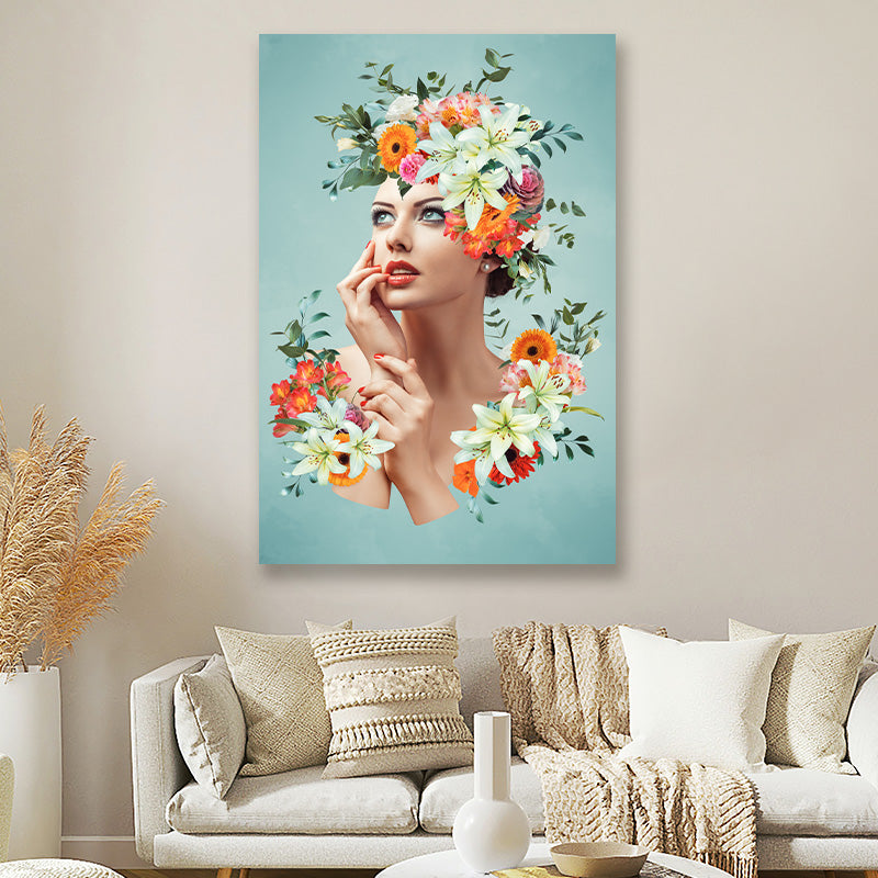Thinking flower woman