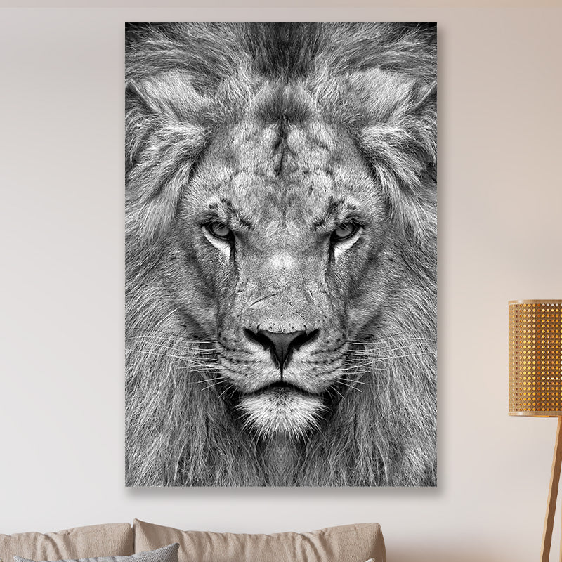 Leeuw close up zwart wit