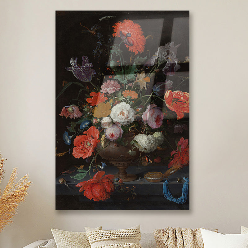 Stilleven met bloemen en horloge Abraham Mignon