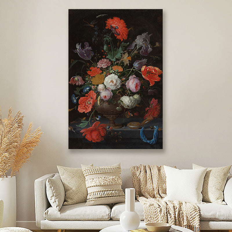 Stilleven met bloemen en horloge Abraham Mignon