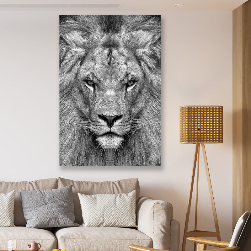 Leeuw close up zwart wit