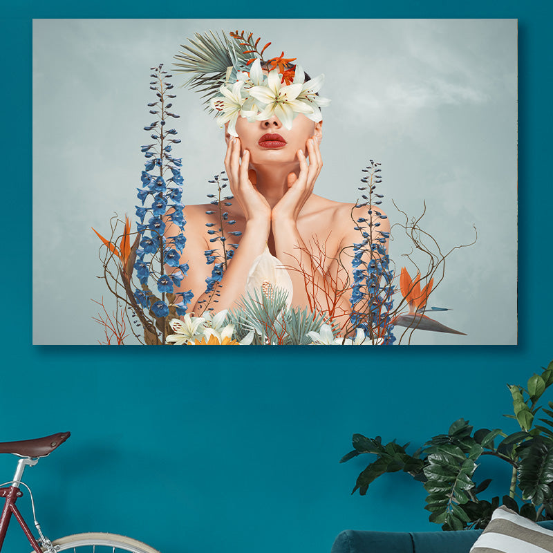 Mysterious thinking flower woman