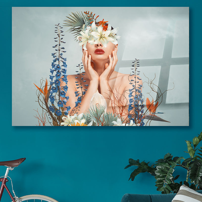 Mysterious thinking flower woman