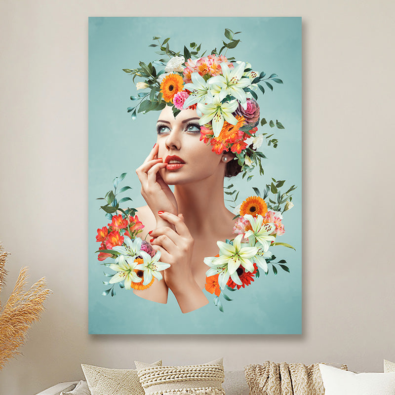 Thinking flower woman