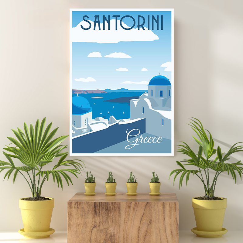 Vintage Reis bestemming Santorini