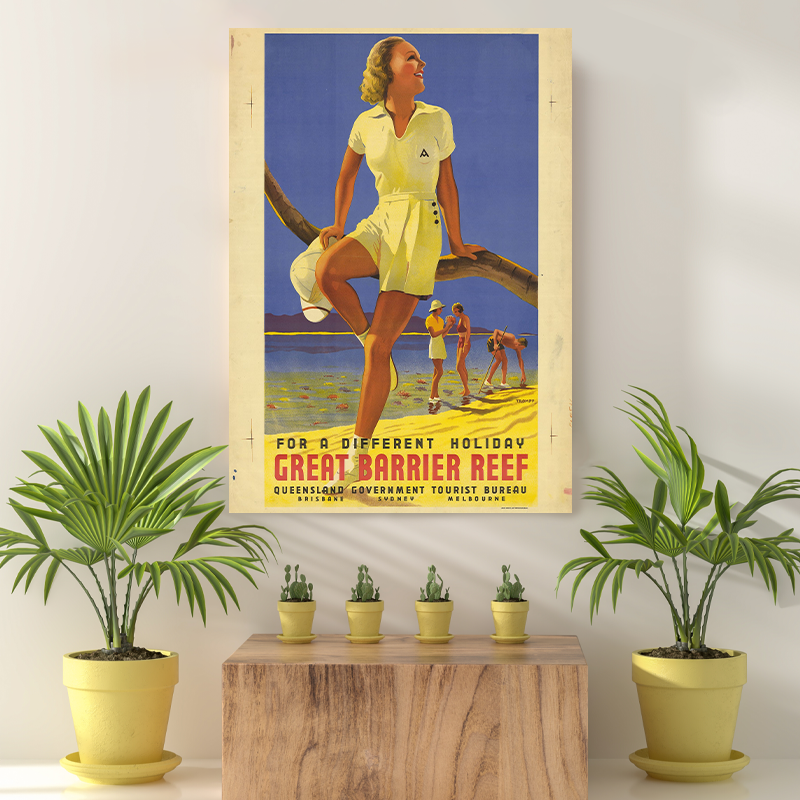 Vintage Reis Bestemming Great Barrier Reef