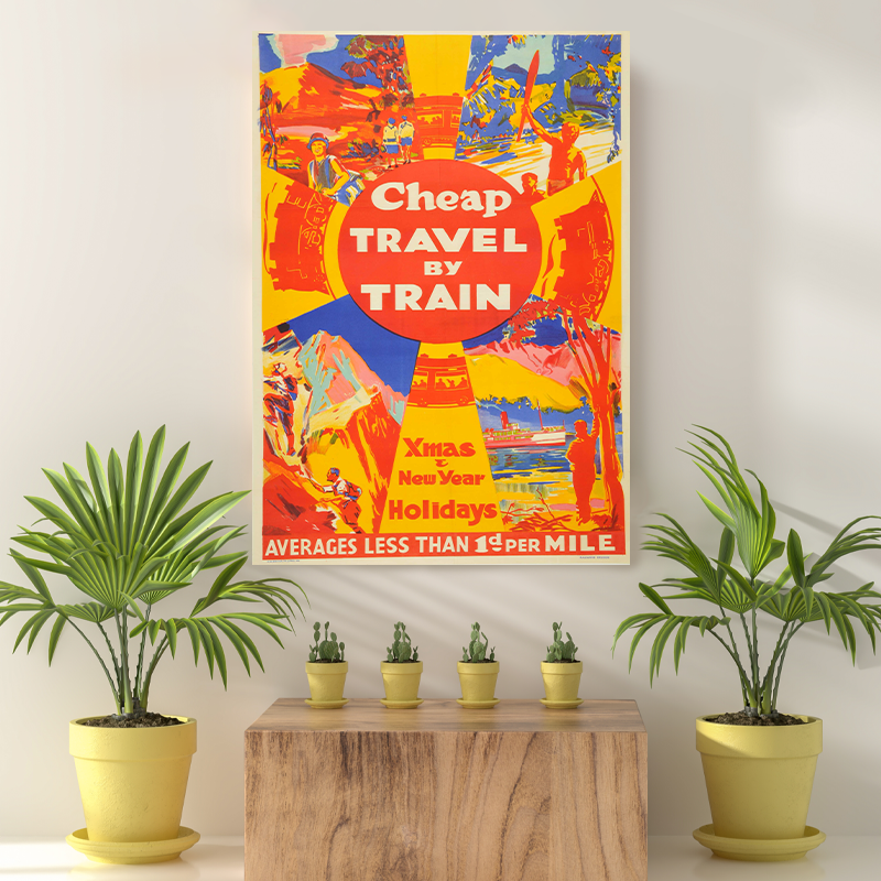 Vintage Reis bestemming Cheap Travel By Train