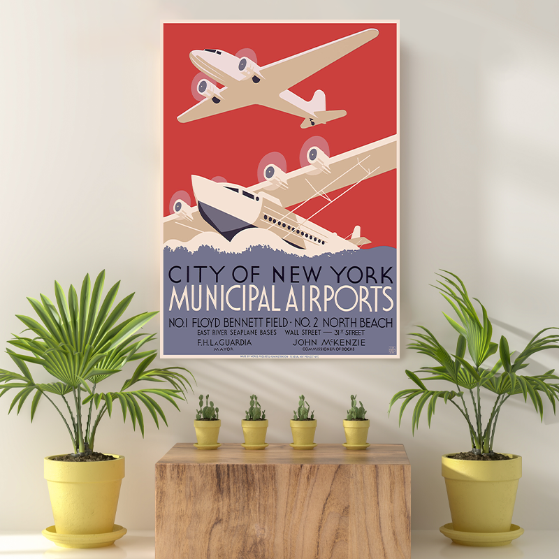 Vintage Reis Bestemming Municipal Airports