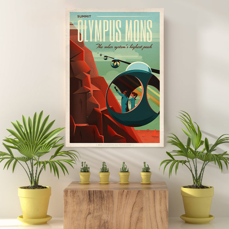 Vintage Reis Bestemming Olympus Mons