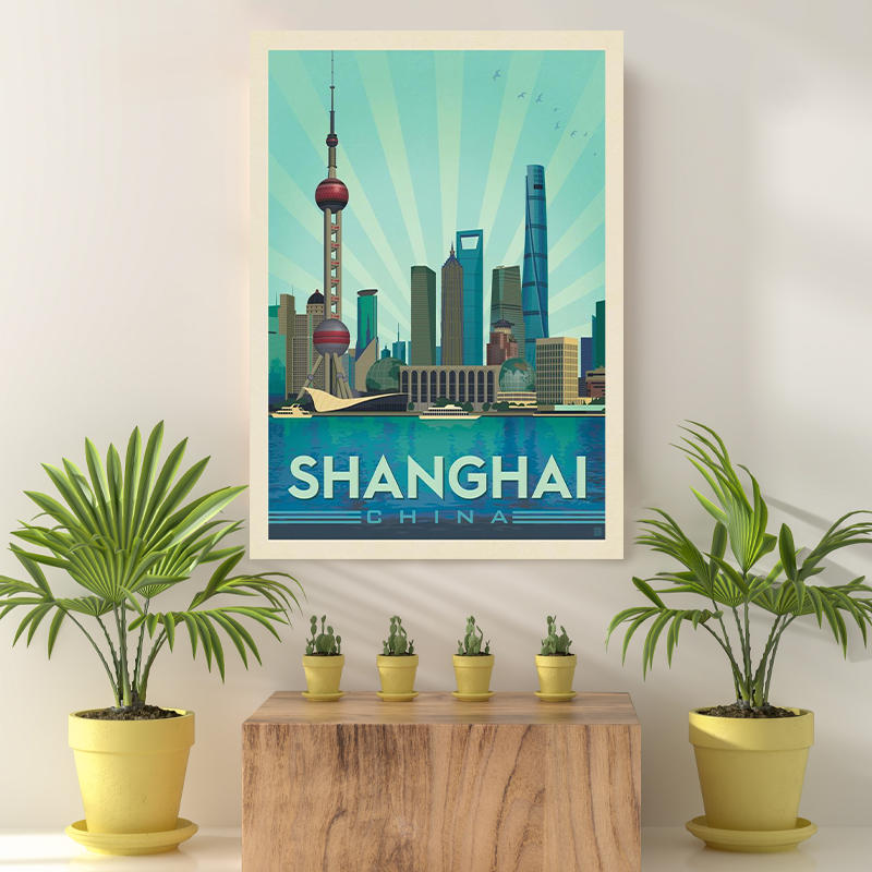 Vintage Reis bestemming Shanghai