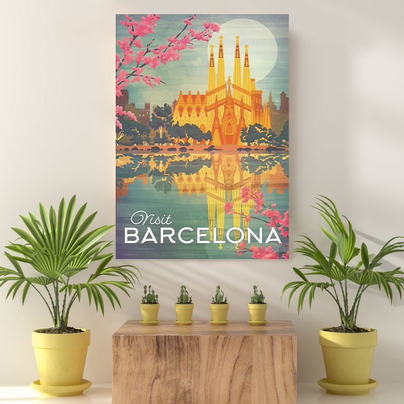 Vintage Reis bestemming Barcelona