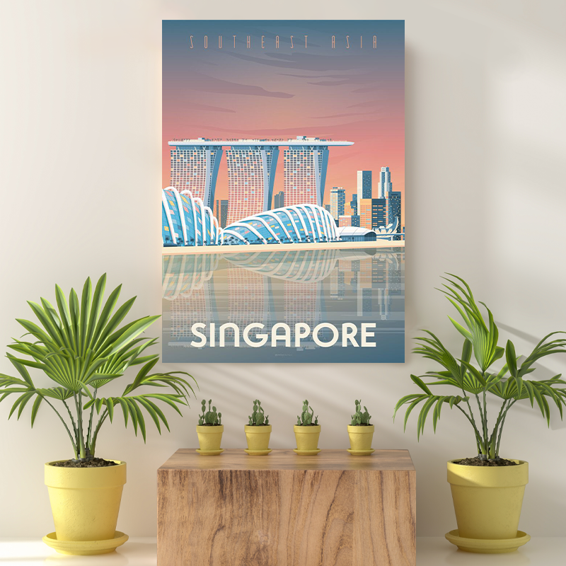 Vintage Reis Bestemming Singapore