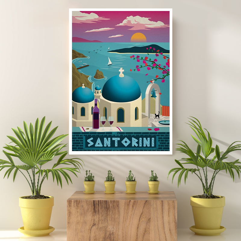 Vintage Reis Bestemming Santorini IV