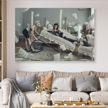 Casually cleaning the house