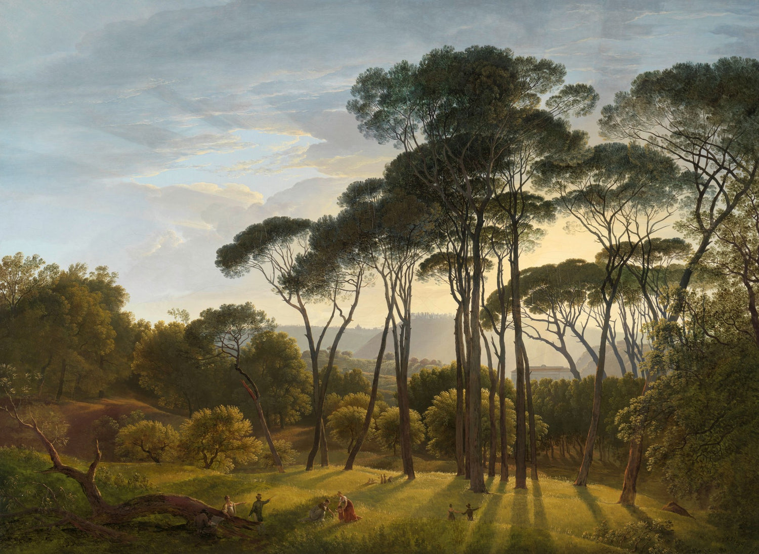 Italiaans landschap met parasoldennen Hendrik Voogd