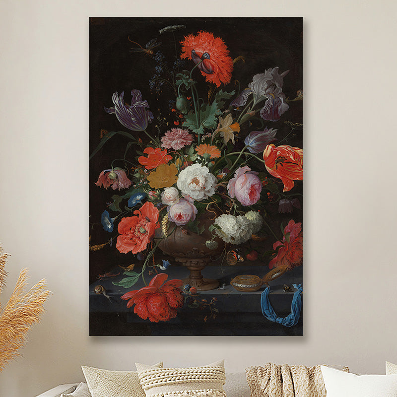 Stilleven met bloemen en horloge Abraham Mignon